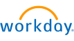 A blue and orange logo for workday.